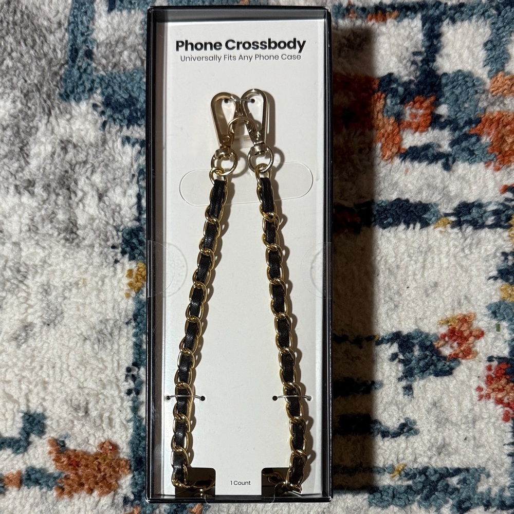 Gold Black Phone Crossbody Chain New – Hands Free Phone + Purse Strap + Stanley